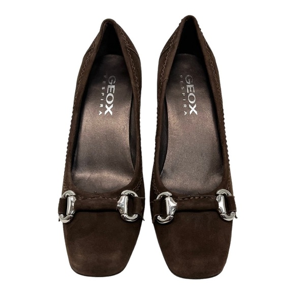 Geox Respira Brown Suede Comfort Heels Women’s 38 - Picture 3 of 15